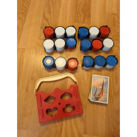 Handy Ante Plastic Poker Chips Rack 6 Removable Trays and 1 Set Playing Cards - Picture 7 of 10